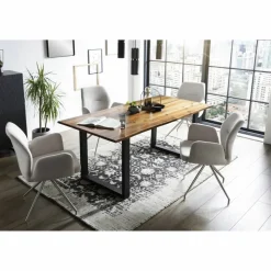 Armstuhl, mit 180° Drehfunktion, BxH: 60 x 89 cm, Strukturstoff/Edelstahl