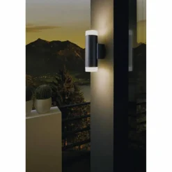 Außenwandleuchte »RIGA-LED«, 2x5W, schw./satiniert GU10, (HxL): 20,5 x 6,5 cm
