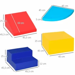 Bausteinset, dunkelblau/gelb/rosa/himmelblau, Kunstleder/EPE