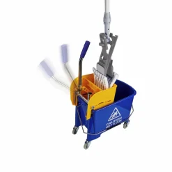 Bodenreinigungsset, Kunststoff/Mikrofaser/Aluminium, blau/gelb