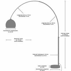Bogenlampe, E27, Höhe: 195 cm