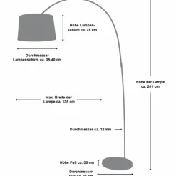 Bogenlampe, E27, Höhe: 205 cm