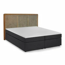 Boxspringbett »This&That«, BxL: 200 x 204 cm, Stoff/Teakholz/Rattan