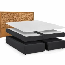 Boxspringbett »This&That«, BxL: 220 x 205 cm, Stoff/Teakholz