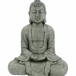 Buddha, BxH: 34 x 80 cm, Magnesia, grau