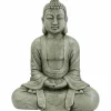 Buddha, BxH: 34 x 80 cm, Magnesia, grau/braun
