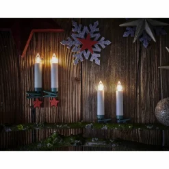 Christbaumkerzen Lumix Superlight Flame mini, Elfenbein, 12er