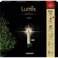 Christbaumkerzen Lumix Superlight Flame mini, Elfenbein, 12er
