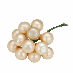 Christbaumschmuck, Ø: 2 cm, Uni, champagner, 12 Stück