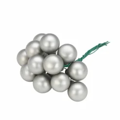 Christbaumschmuck, Ø: 2 cm, Uni, zinnfarben, 12 Stück