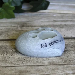 Deko-Artikel, Poly-Herz mit Pfote, grau
