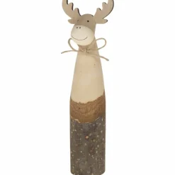 Deko-Figur Holz Rentier, L 6 x B 4,5 x H 19,3 cm, natur