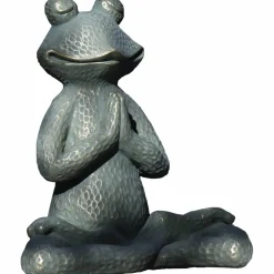 Deko-Frosch »Yoga«, BxH: 35,5 x 43 cm, Polyresin, graugrün/goldfarben