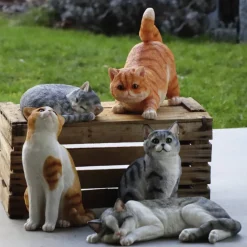 Deko-Katze, Polyresin, grau