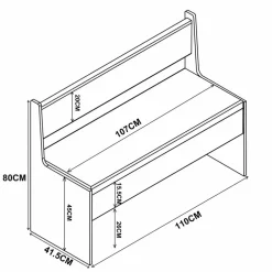 Eckbank, BxHxT: 110 x 80 x 42 cm