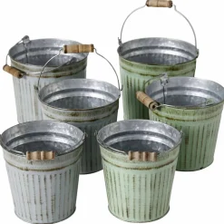 Eimer, Zink, grau/grün