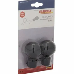Endknopf, Chicago, Kugel, 20 mm, 2 Stück, Schwarz
