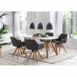 Essgruppe, Mitteldichte Faserplatte/Eichenholz/Textil, Anzahl Sitzplätze: 4