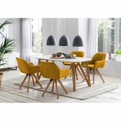 Essgruppe, Mitteldichte Faserplatte/Eichenholz/Textil, Anzahl Sitzplätze: 4