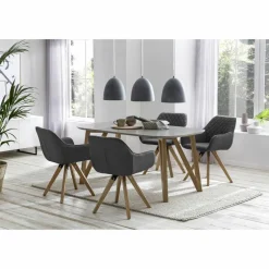 Essgruppe, Mitteldichte Faserplatte/Eichenholz/Textil, Anzahl Sitzplätze: 4