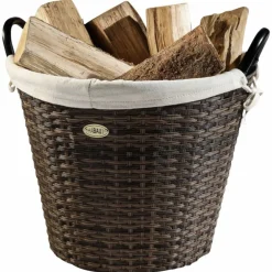 Feuerholzkorb, Braun | Beige, Rund, Durchmesser: 43 cm
