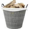 Feuerholzkorb, Grau | Beige, Rund, Durchmesser: 42 cm