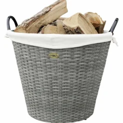 Feuerholzkorb, Grau | Beige, Rund, Durchmesser: 54 cm