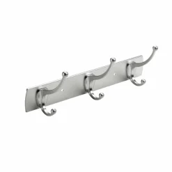 Garderobenleiste, Silber, 3 Haken, Aluminium/Zinkdruckguss, Silber, Aluminium, 320 x 85 x 110 mm