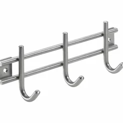 Garderobenleiste, Silber, 3 Haken, Edelstahl, Silber, Edelstahl, 85 x 220 x 55 mm