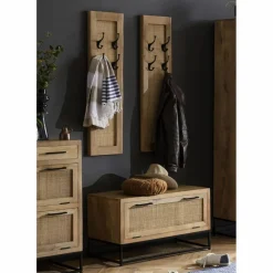 Garderobenpaneel »CANE«, mit 4 Haken, mangoholz/Rattan