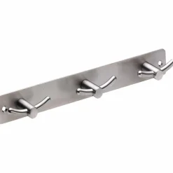 Garderobe, Silber, 3 Haken, Edelstahl, Silber, Edelstahl, 35 x 270 x 35 mm