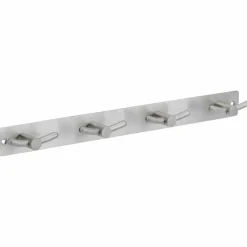 Garderobe, Silber, 4 Haken, Edelstahl, Silber, Edelstahl, 35 x 370 x 35 mm