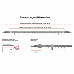 Gardinenstange, Länge: 8 cm, 1-läufig, Metall