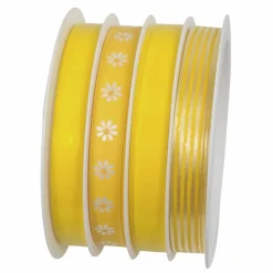 Geschenkband, Multispule, Taft, Länge: 1600 cm, gelb