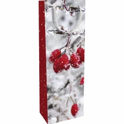 Geschenktasche Frosted Berries, 12x37x8 cm, glänzend