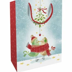 Geschenktasche Mistletoe Kiss, 25x33x11 cm, glänzend