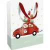 Geschenktasche Santas Car, 25x33x11 cm, matt mit Heissfolie