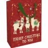 Geschenktasche X-Mas Lamas, 25x33x11 cm, matt rot