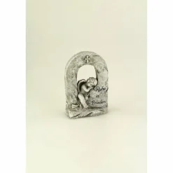 Grabschmuck, Engel sitzend, grau, Polyresin