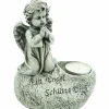 Grabschmuck, Trauerengel mit Kerzenhalter, grau