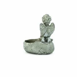 Grabschmuck, Trauerengel mit Kerzenhalter, grau