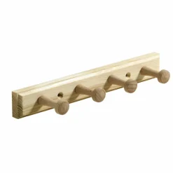 Hakenleiste, mit 4 Haken, Fichtenholz