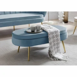 Hocker, Höhe: 40 cm, blau/goldfarben