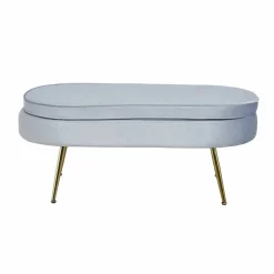 Hocker, Höhe: 40 cm, hellgrau/goldfarben