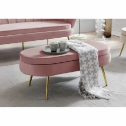 Hocker, Höhe: 40 cm, rose/goldfarben