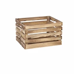 Holzkiste, BxHxL: 40 x 30 x 50 cm, braun-geflammt
