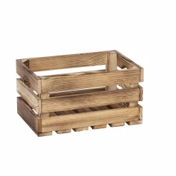 Holzkiste, BxHxL: 23 x 18 x 34 cm, braun-geflammt