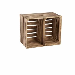 Holzkiste, BxHxL: 40 x 30 x 50 cm, braun-geflammt