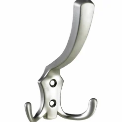 Hut- und Mantelhaken, Silber, 3-fach, Zinkdruckguss, Silber, Guss, 125 x 77 x 75 mm