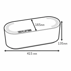 Kabelbox, groß, Schwarz, oval, 415 x 165 x 135 mm
